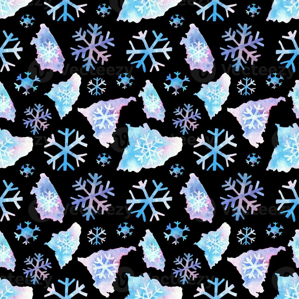 seamless pattern with snowflakes and ice crystals photo