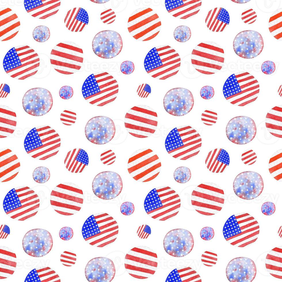 watercolor seamless pattern of American symbolism photo