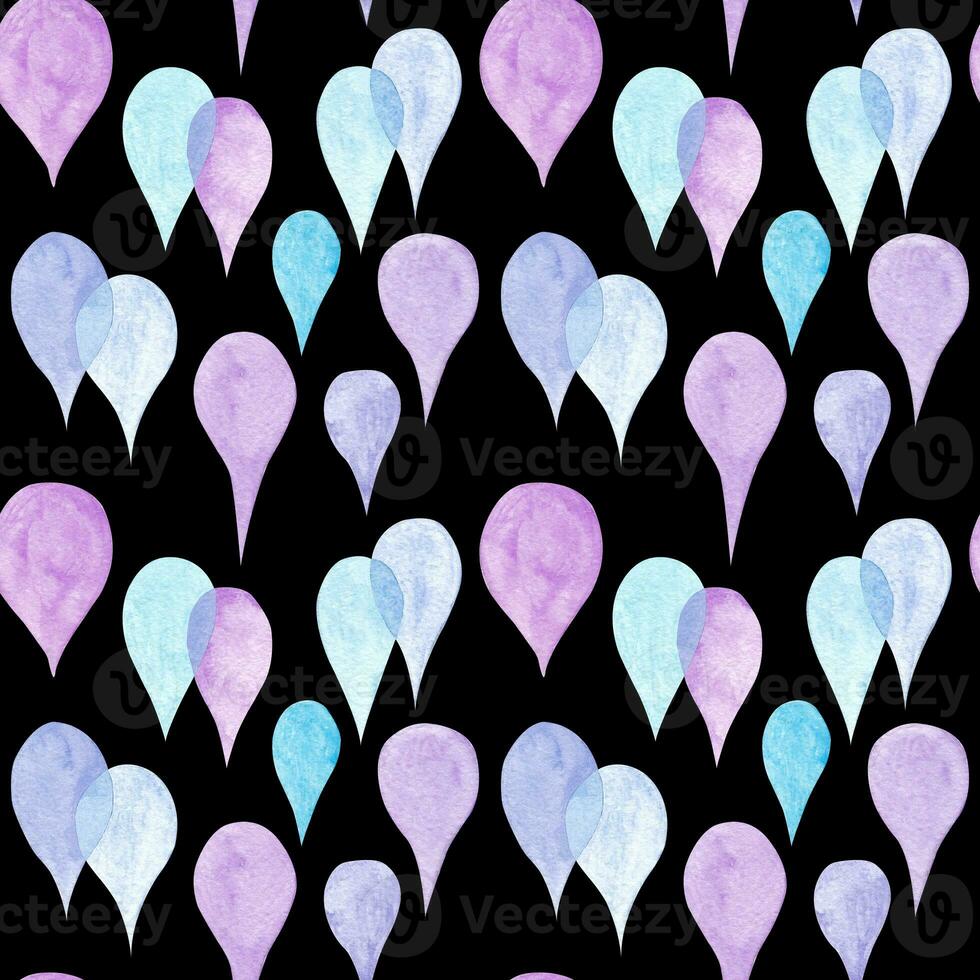 seamless pattern with watercolor drops on black background photo