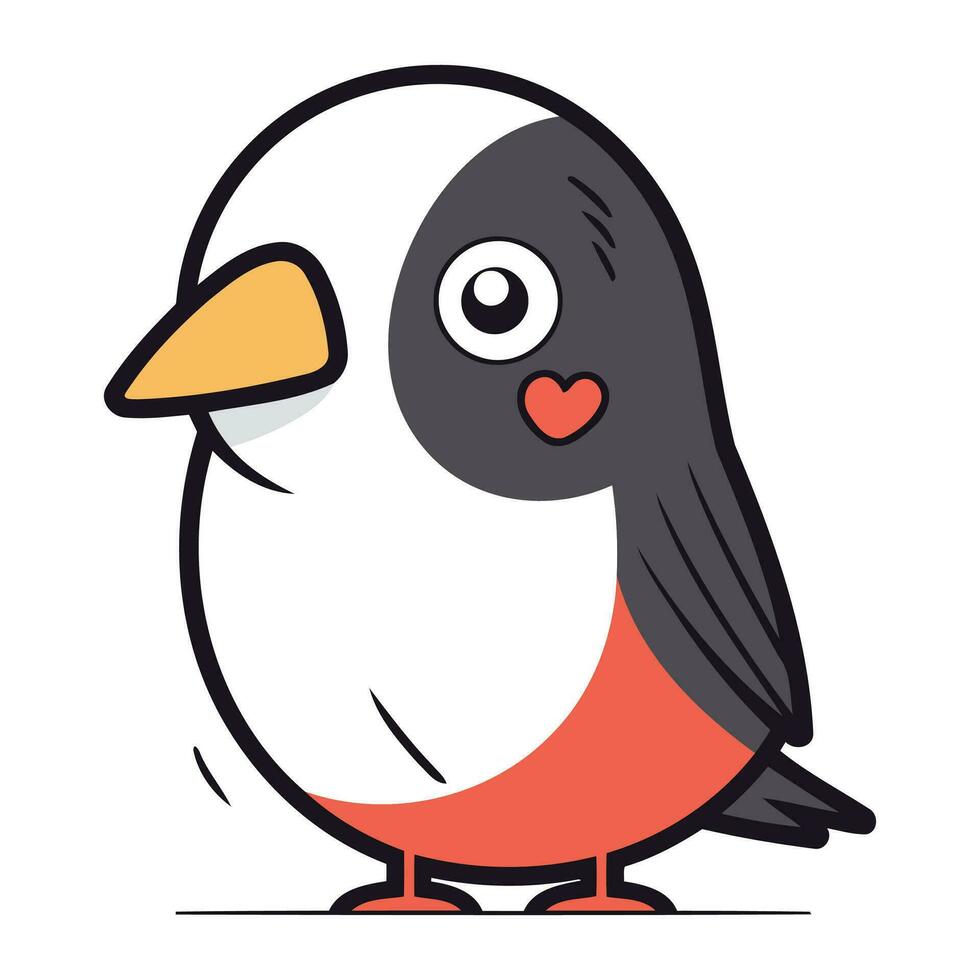 Cute little cartoon penguin. Vector illustration isolated on white background.