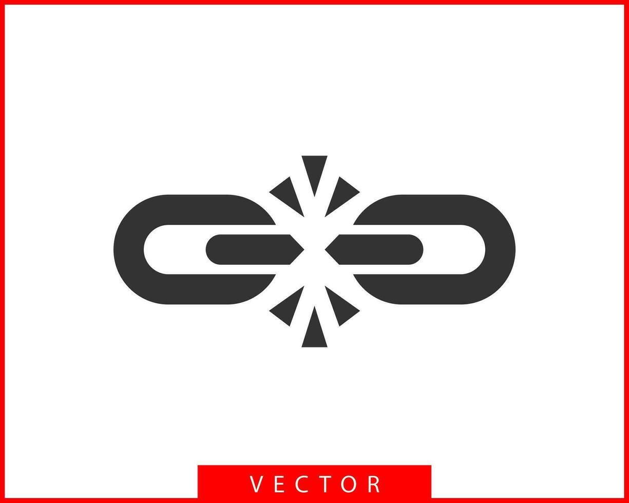 Premium Vector  Black broken chain with failure icon like exclamation flat  modern disruption logo element graphic design isolated on white background  concept of online system error or unleash or easy disconnect