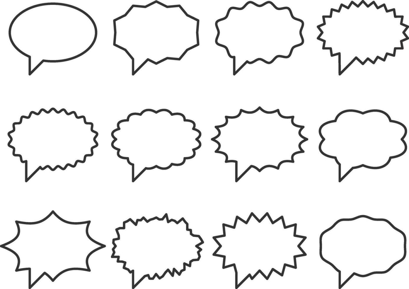 Set talk bubbles speech vector. Blank empty bubble icon design elements. Chat on line symbol template. Collection dialogue balloon stickers silhouette. vector