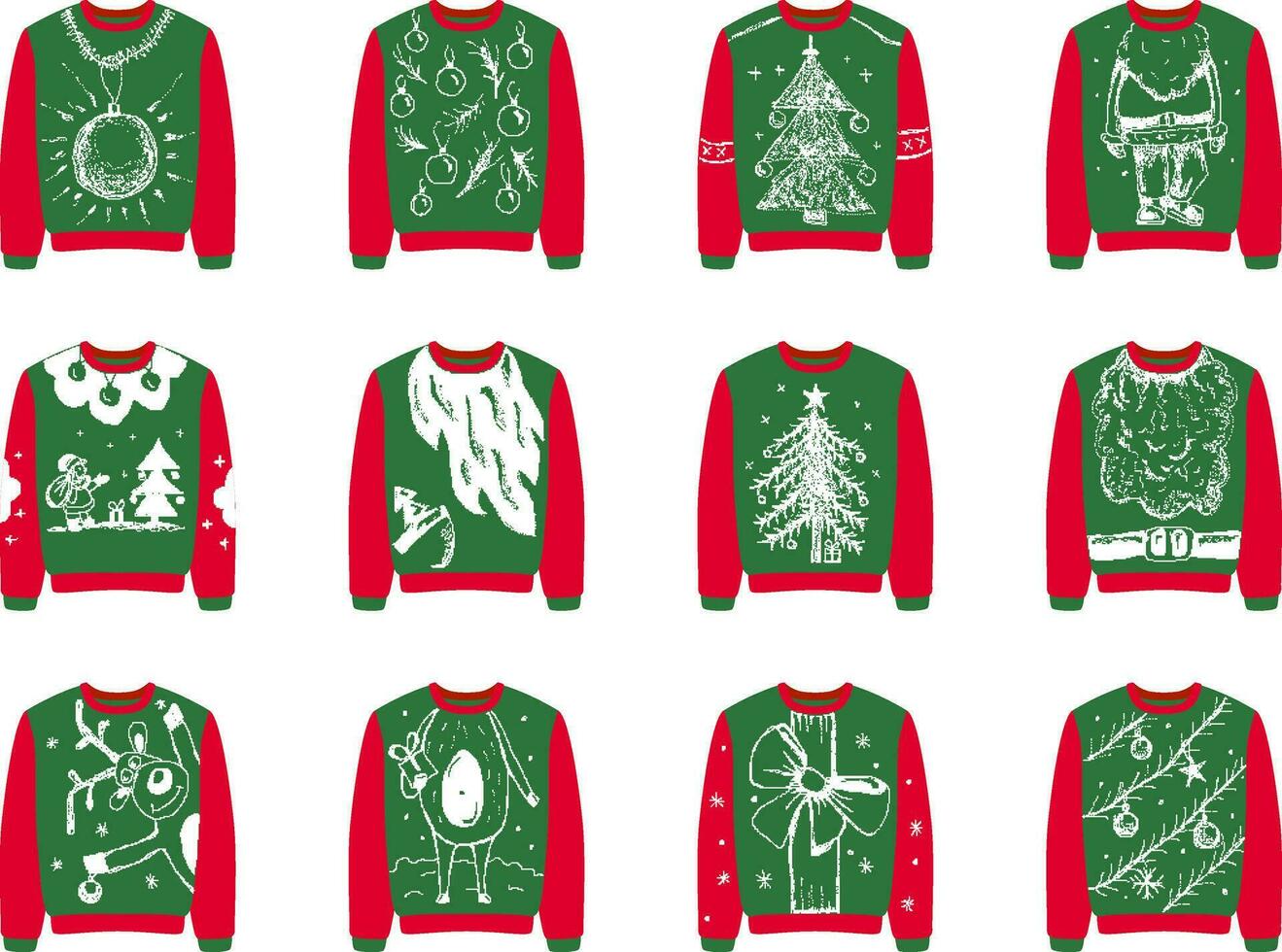 Ugly sweaters design for christmas party. Vector creative cool sweater.