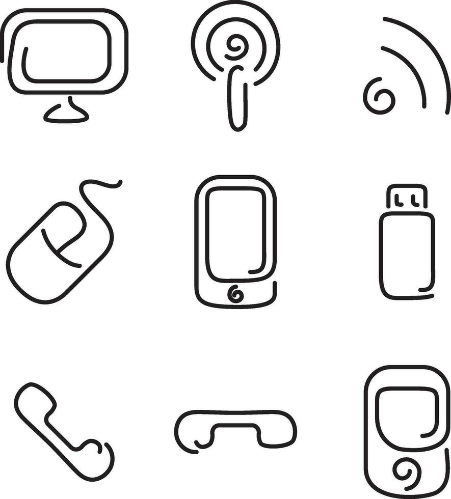 Electronics and mobile set icons 33536134 Vector Art at Vecteezy
