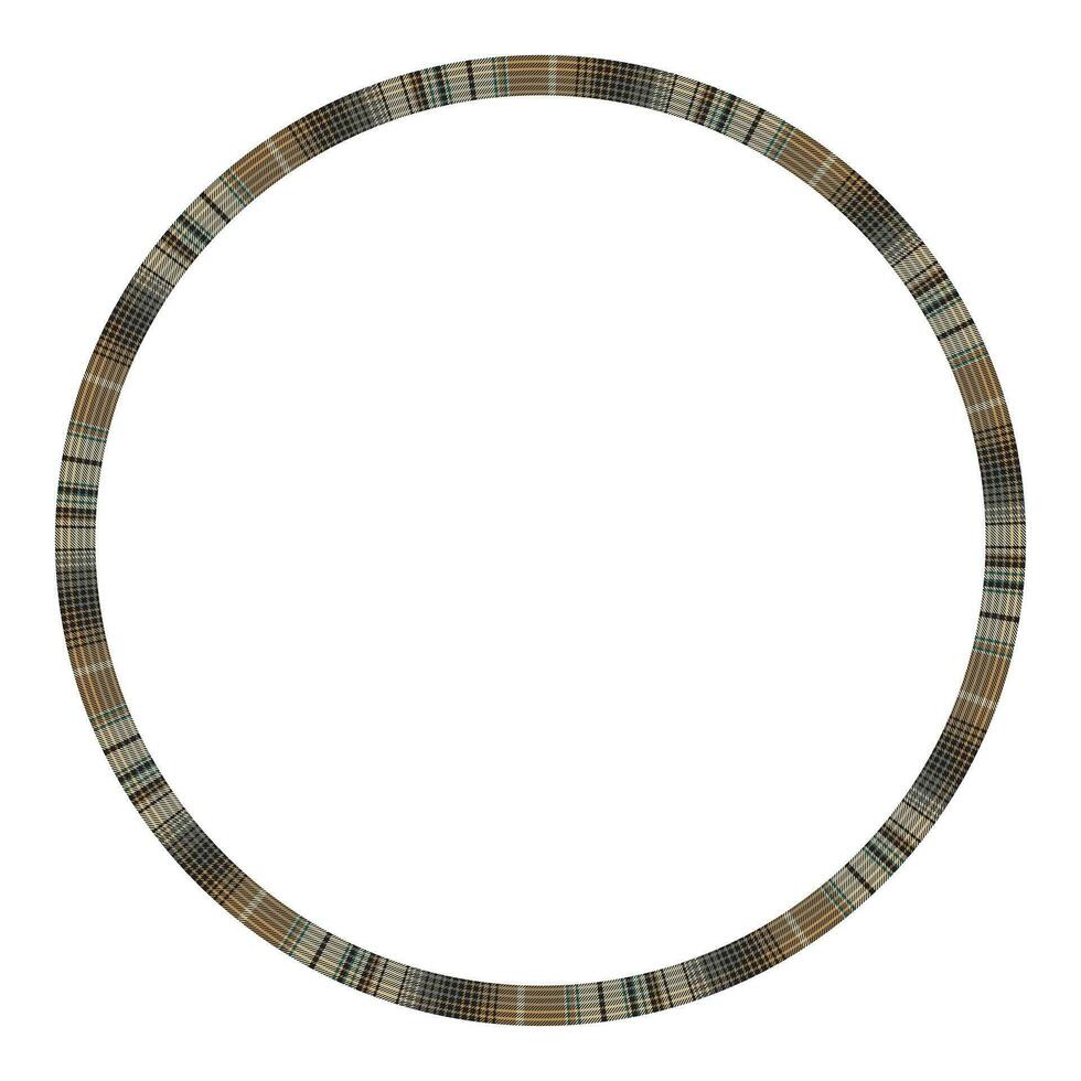 Round frame vector vintage pattern design template. Circle border designs plaid fabric texture. Scottish tartan background for collage art, gif card, handmade crafts.