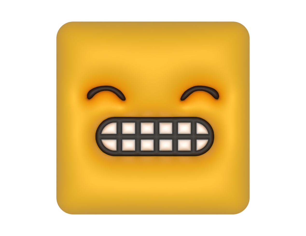 3D Square type GRIN emoji png