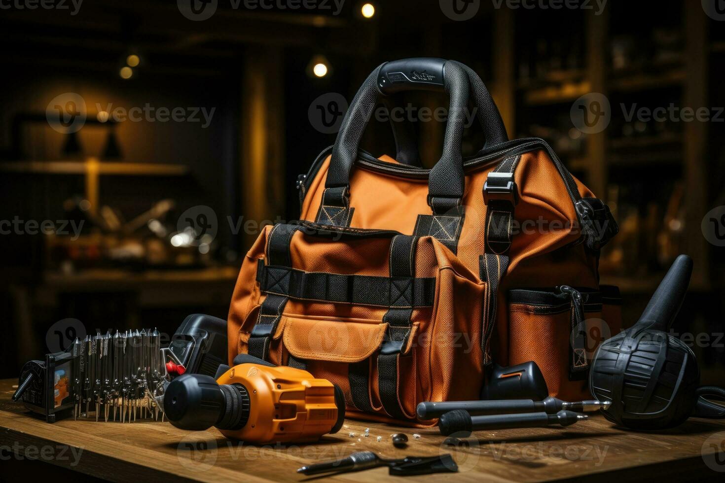 Carpenter tools and equipment professional photography AI Generated photo