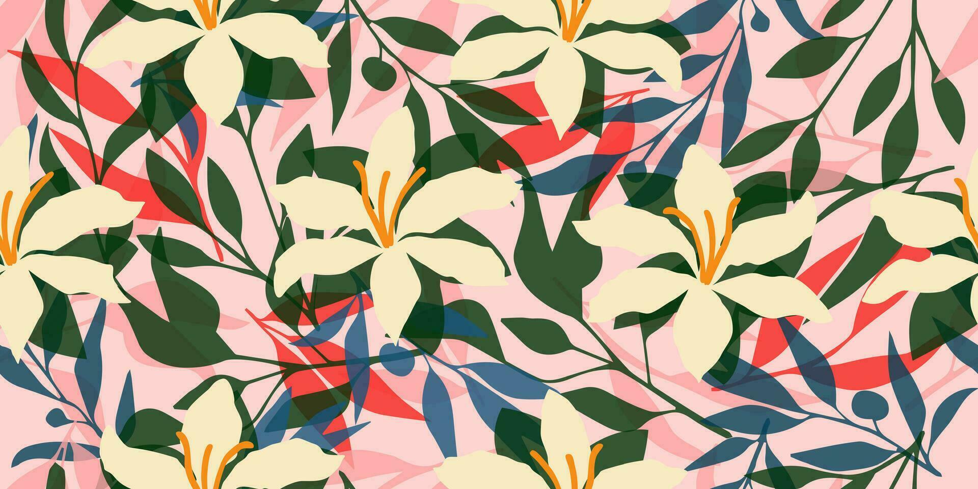 Hand drawn flowers, seamless patterns with floral for fabric, textiles, clothing, wrapping paper, cover, banner, interior decor, abstract backgrounds. vector