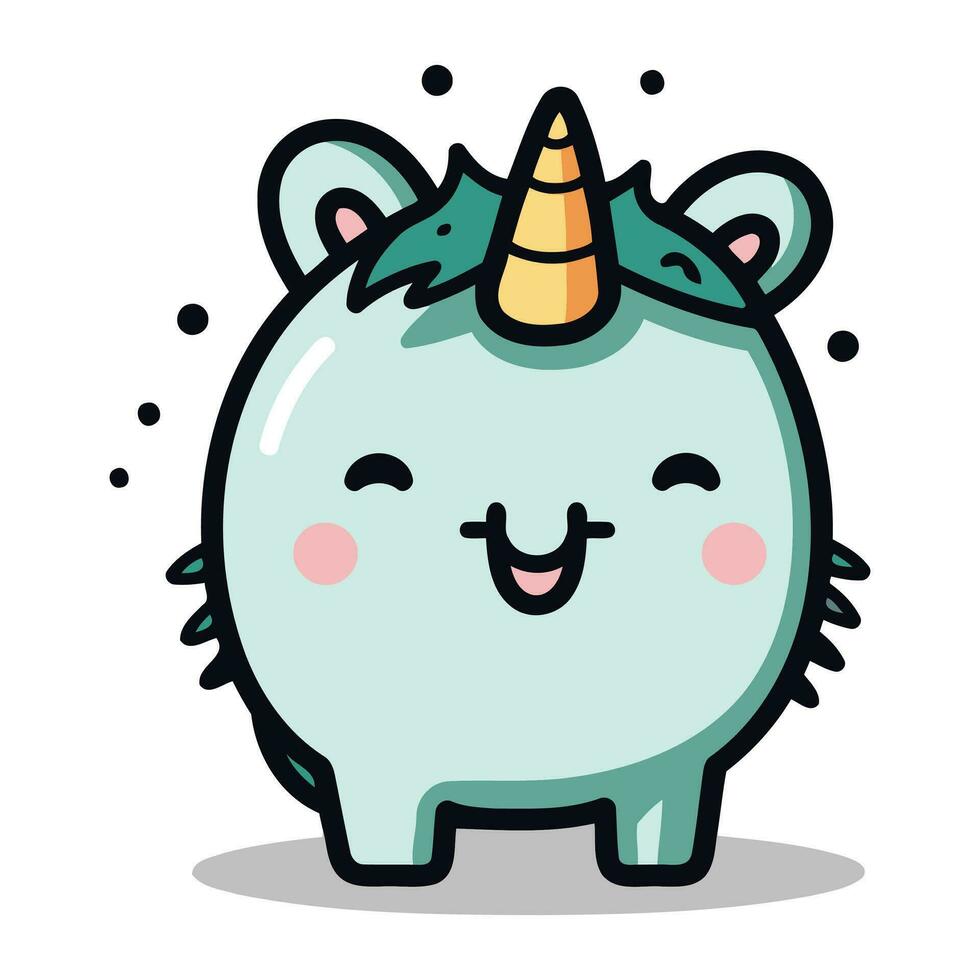 Cute Unicorn Animal Cartoon Mascot Character Vector Illustration.