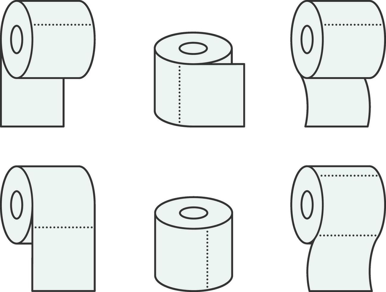 Set of sanitary toilet paper icons. Vector bathroom illustration. Hygiene clean symbol for wc.