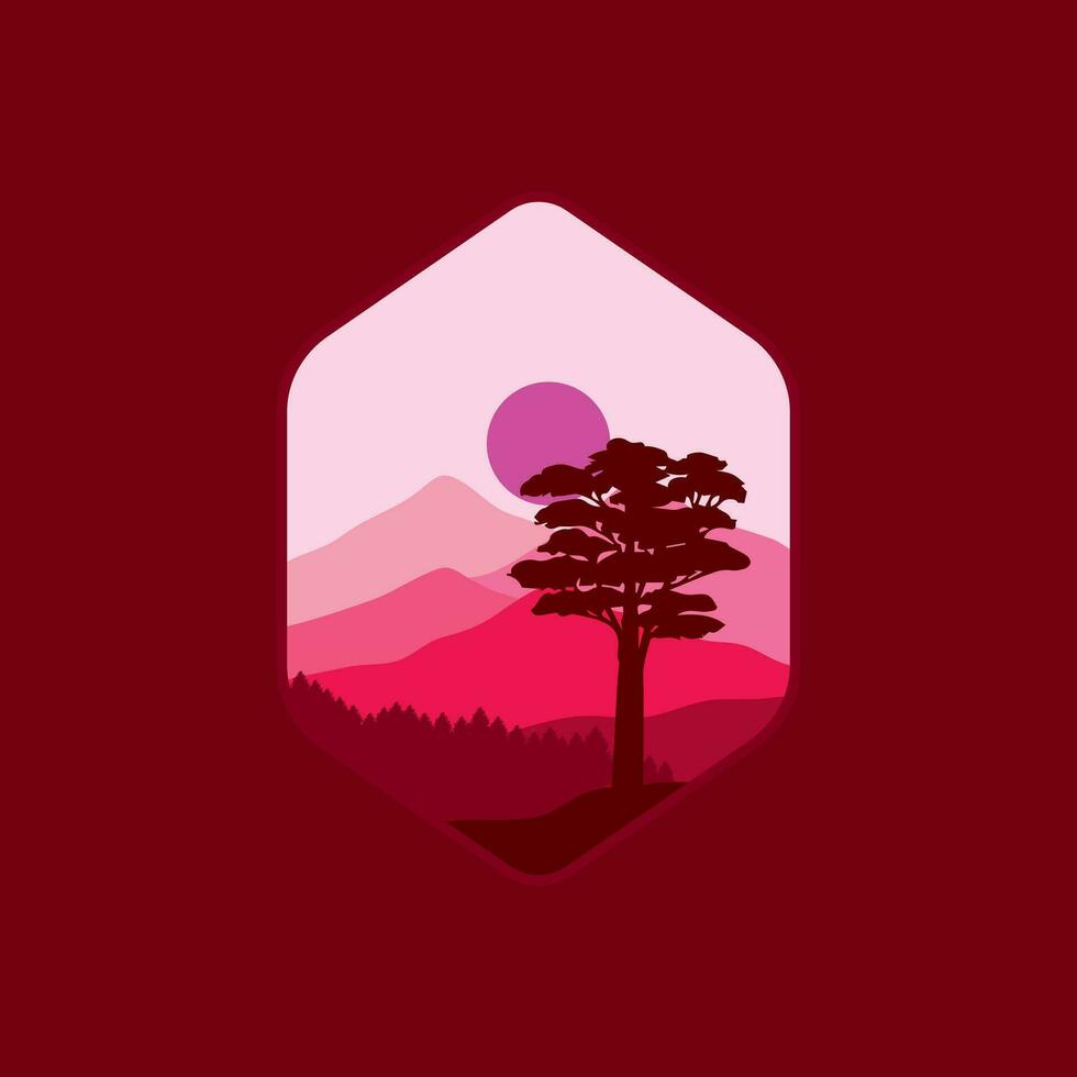 Illustrations of mountains and nature with minimalist designs are suitable for natural themes. vector