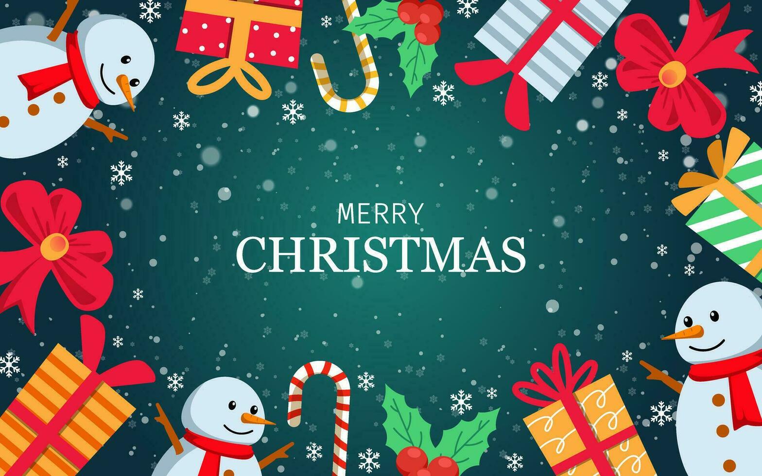 Merry Christmas Background with Snowman vector