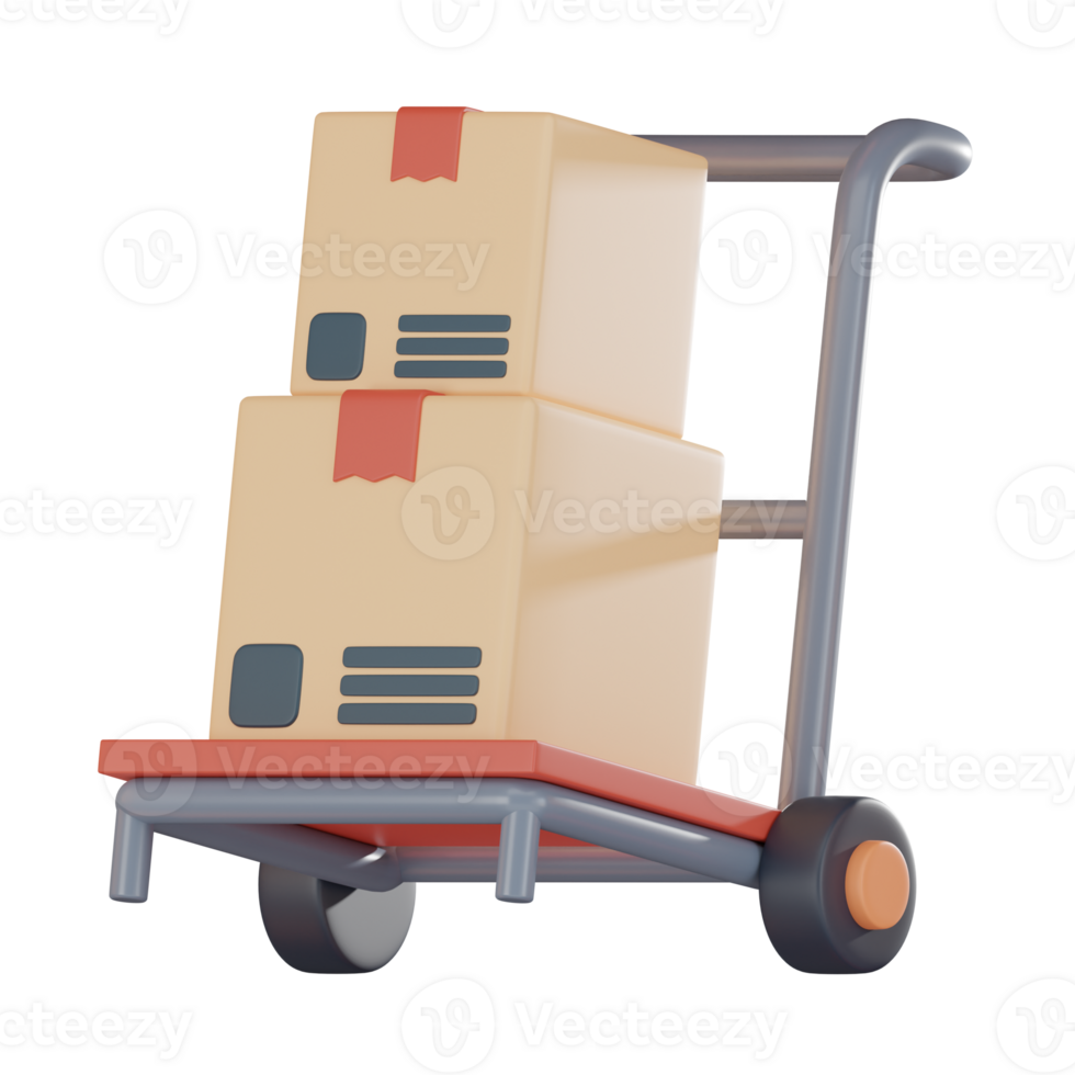 Package trolley icon delivery logistics and distribution 3D render png