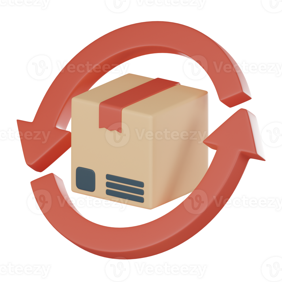 Exchange goods return parcel sign icon, efficient and convenient returns and exchanges 3D render png