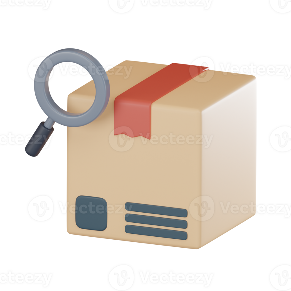 Suche Pakete Vergrößerung Lieferung Logistik Symbol 3d machen. png