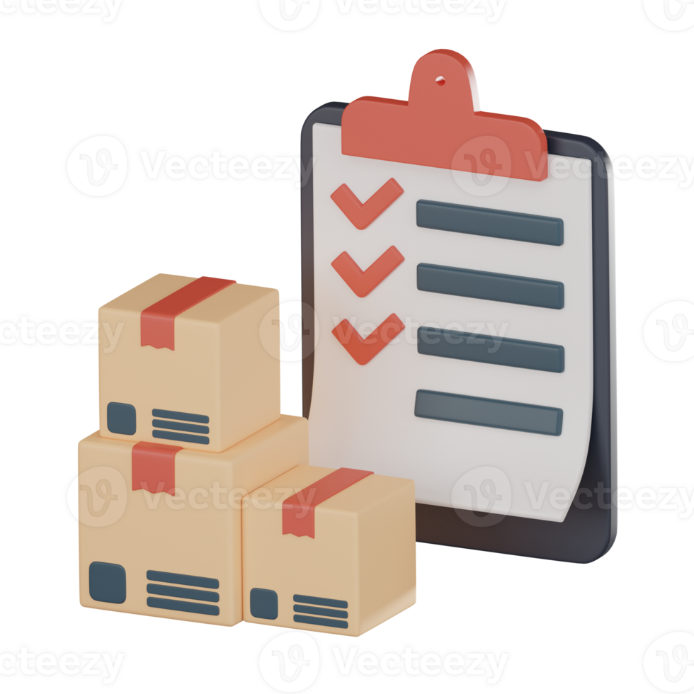 Logistik aufführen Checkliste Symbol 3d machen. png