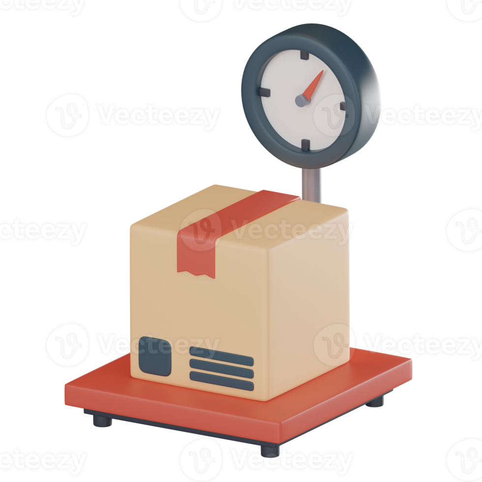 peso escala cartão caixas logística ícone 3d renderizar. png