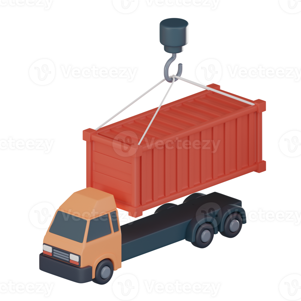 Container truck logistics icon 3D render. png