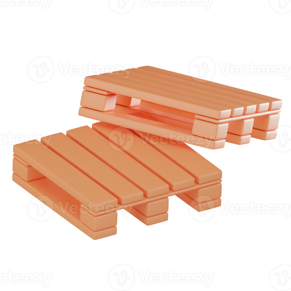 Wooden pallet logistics icon 3D rendered png