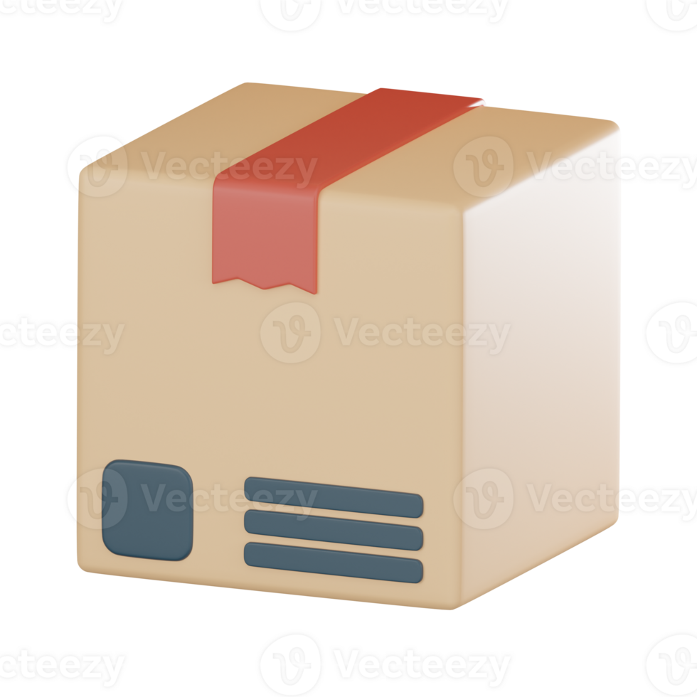 Cardboard box logistics icon delivery and shipping 3D render. png