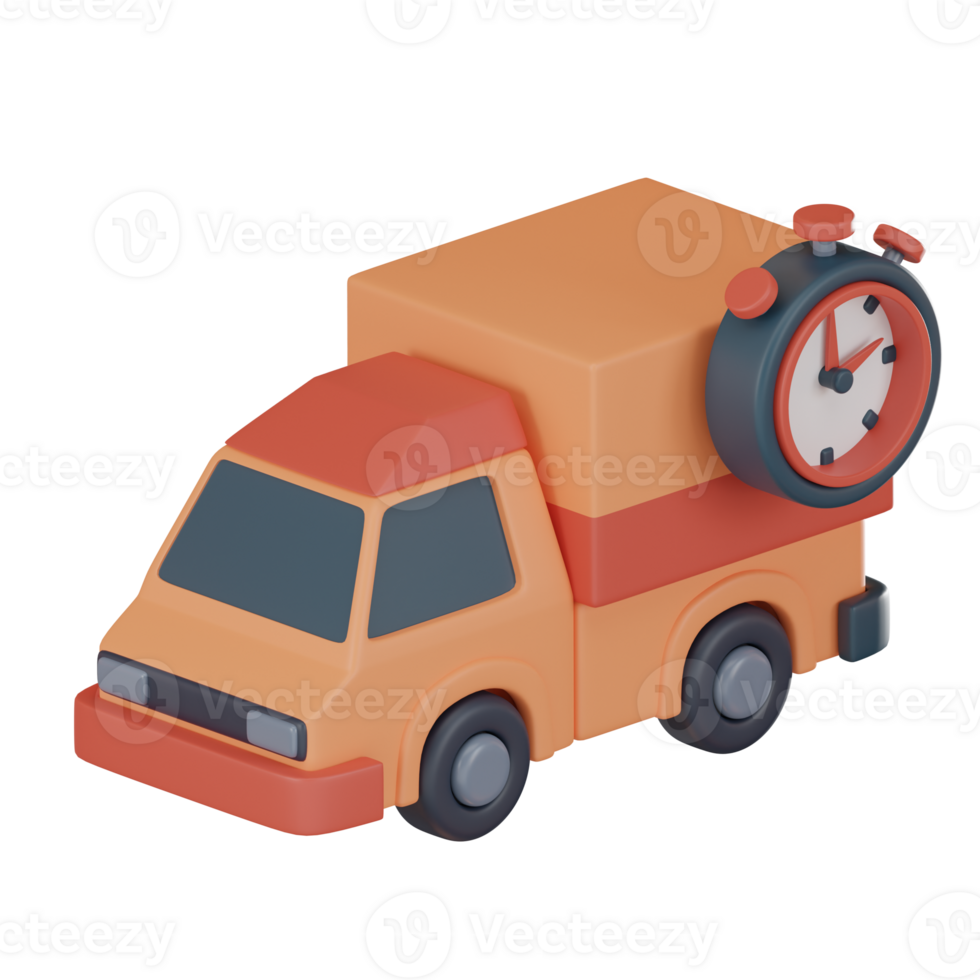 Express time delivery car logistics icon 3D render png