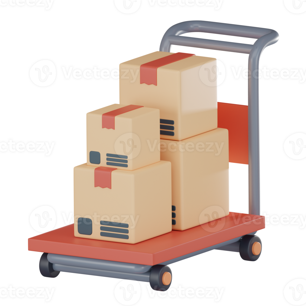 Package trolley icon delivery logistics and distribution 3D render png