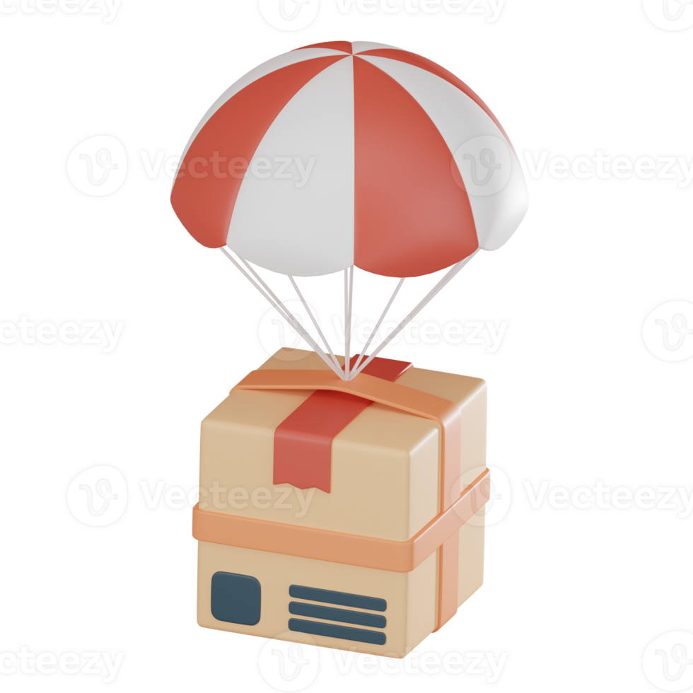 karton doos parachute icoon airdrop levering oplossingen 3d geven png