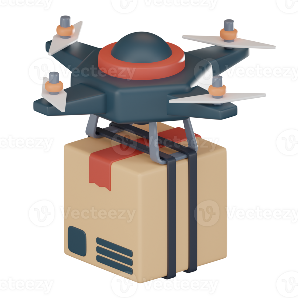 Drönare leverans trogen logistik 3d ikon, snabb och effektiv frakt sändning. antenn teknologi för modern transport. 3d framställa. png