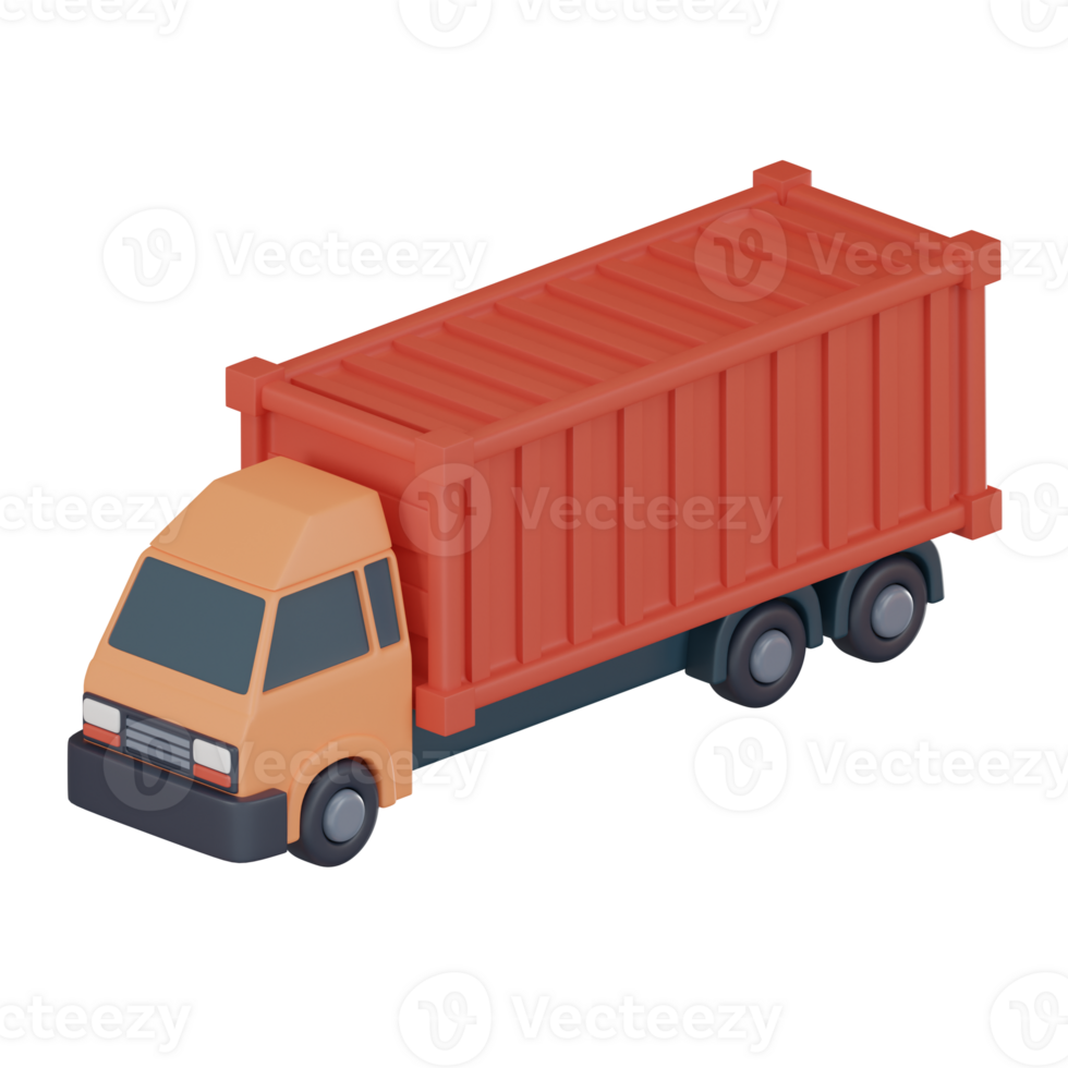 Container truck logistics icon 3D render. png