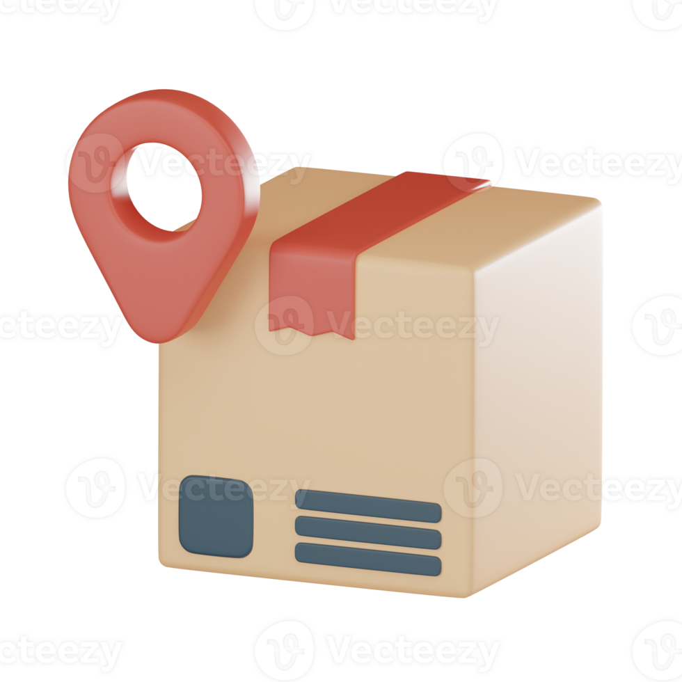Package location logistics icon 3D render png