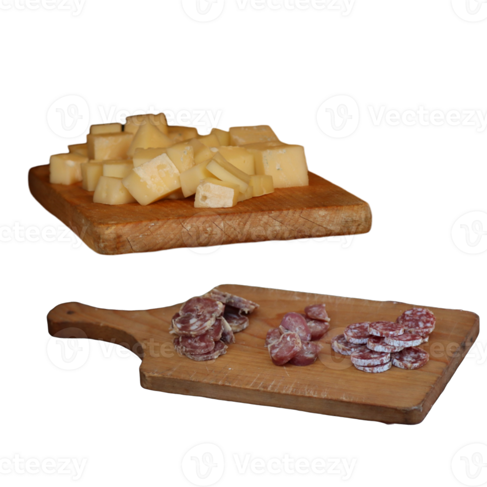 Charcuterie appetizer on cutting board with png