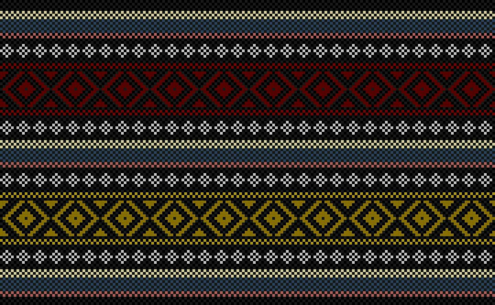 Ethnic pixcel art pattern, Vector Geometric tribal background, Red and black pattern ornament native