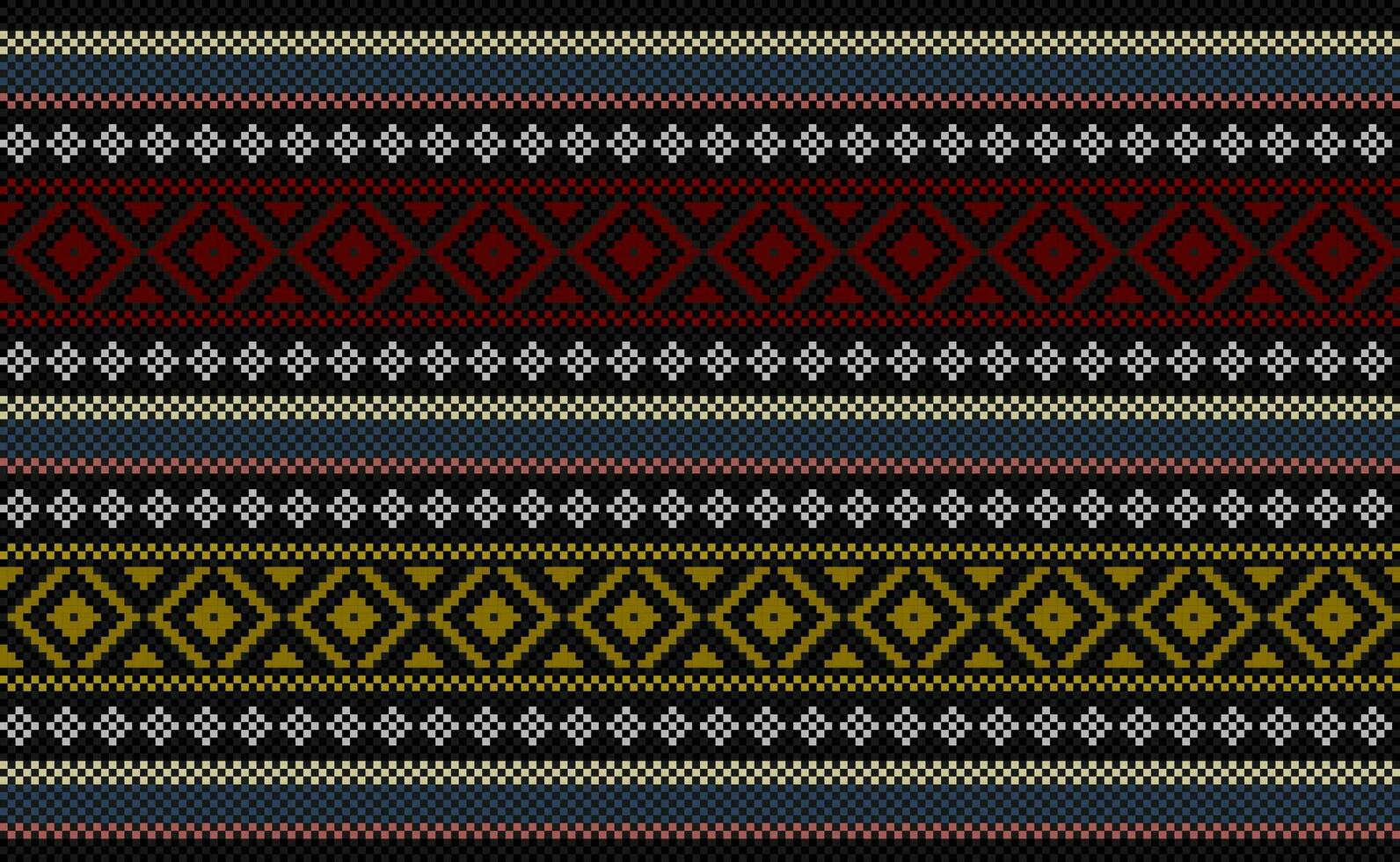 étnico píxel Arte patrón, vector geométrico tribal fondo, rojo y negro modelo ornamento nativo