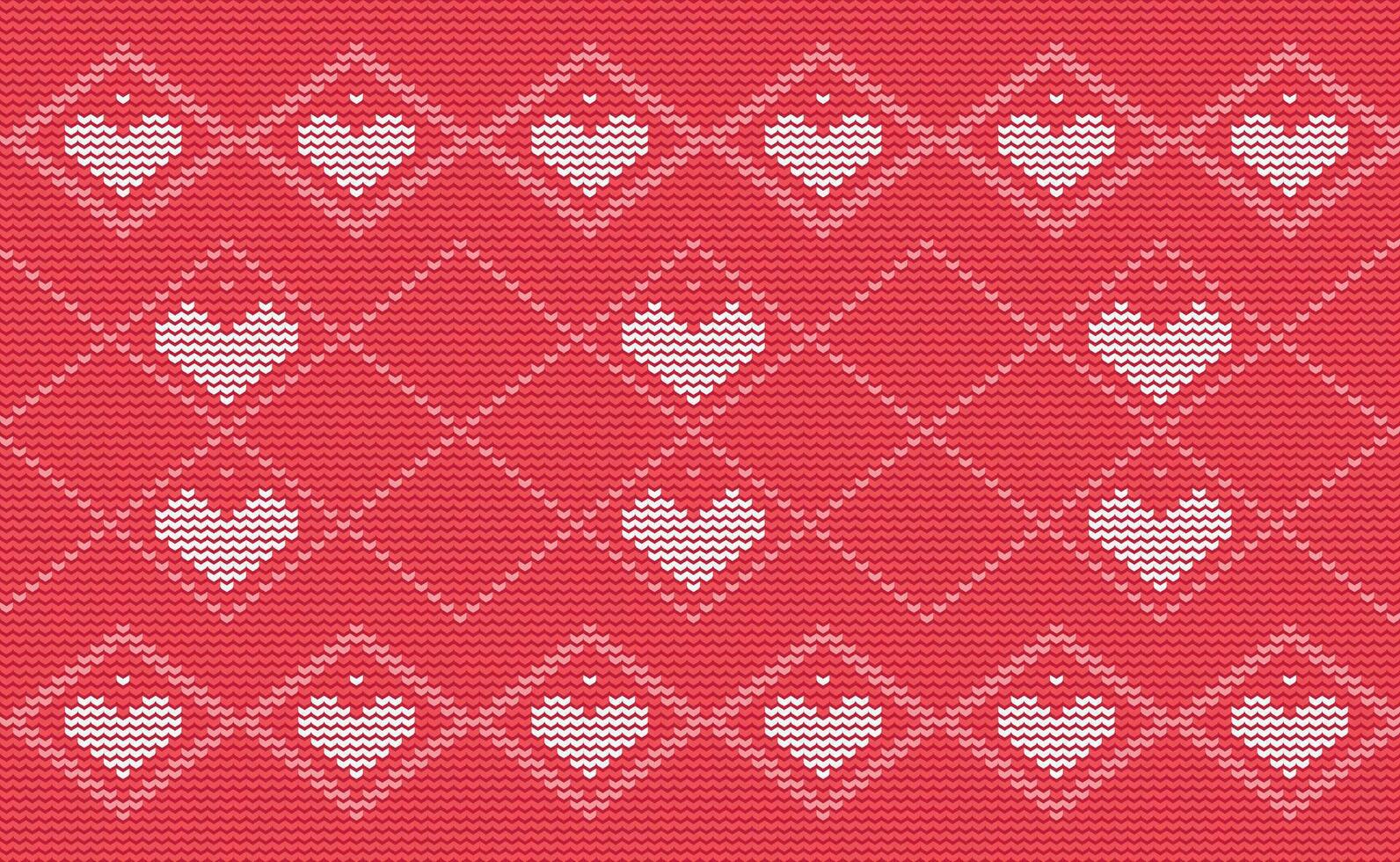 Heart knit love pattern, Cute cross stitch background, Knitted pattern, Heart continuous nordic style vector