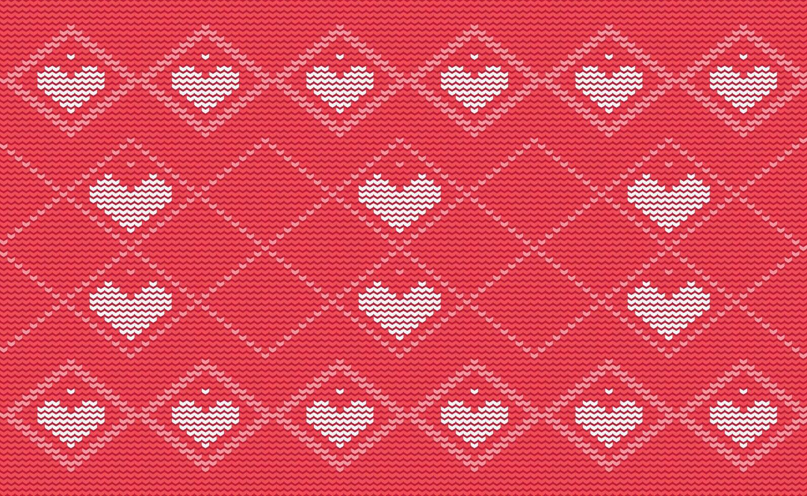 corazón tejer amor patrón, linda cruzar puntada fondo, de punto patrón, corazón continuo nórdico estilo vector