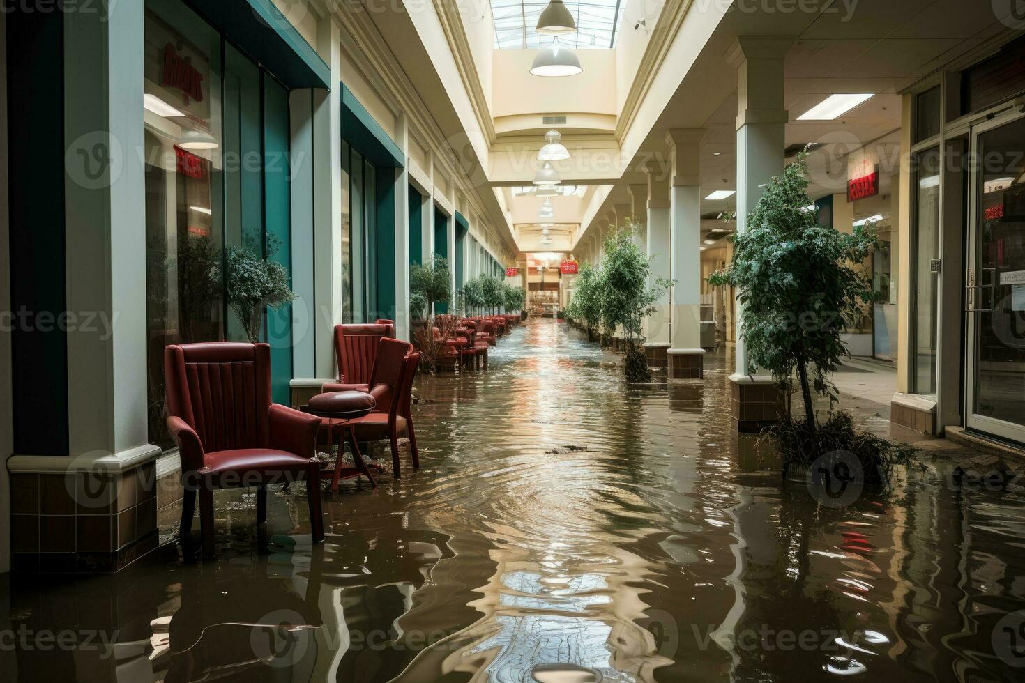 situation flooding in mall Starting Scenarios professional advertising photography AI Generated photo