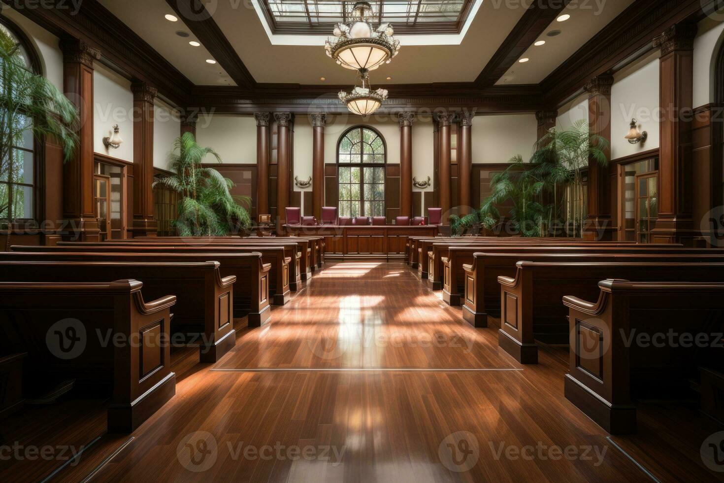 empty courtroom the judge court room professional advertising photography AI Generative photo