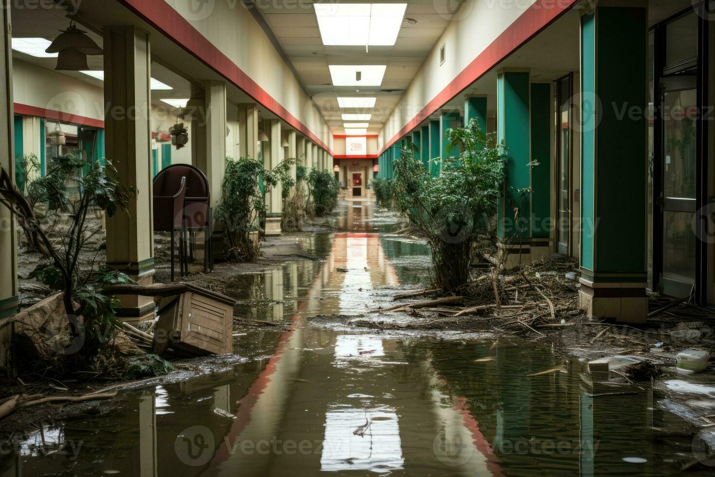 situación inundación en centro comercial comenzando escenarios profesional publicidad fotografía ai generado foto