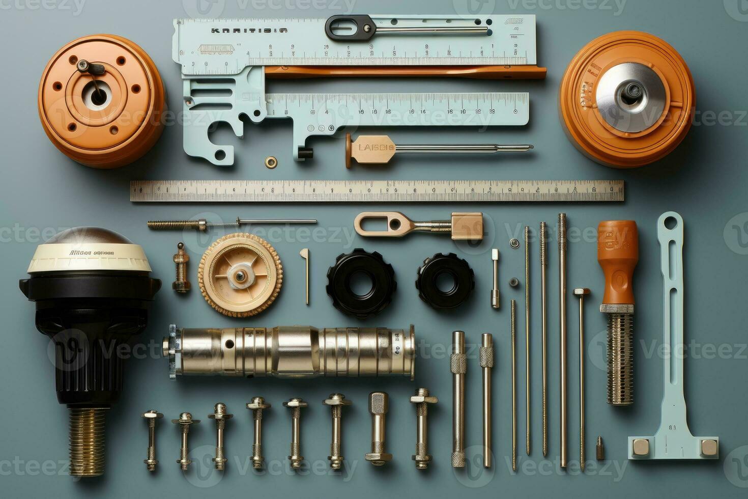 knolling stationary tool flat lay AI Generated photo