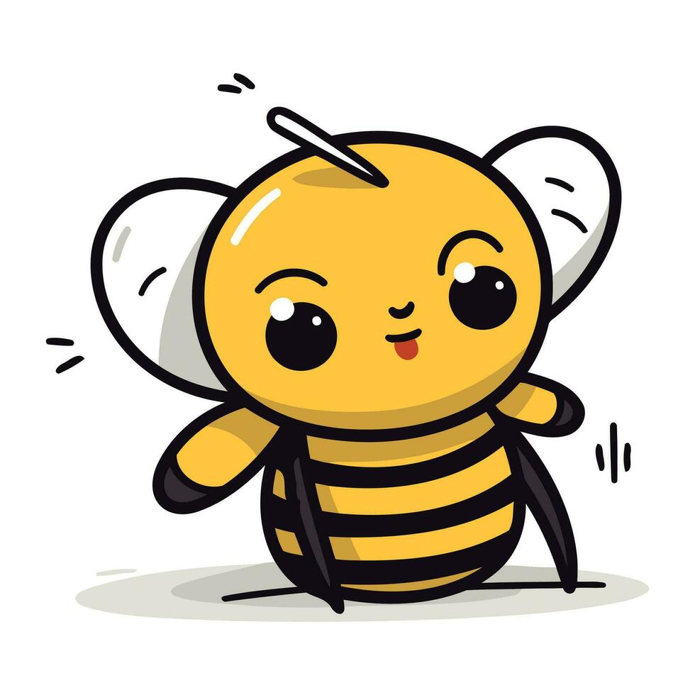 Cute cartoon bee. Vector illustration isolated on a white background.