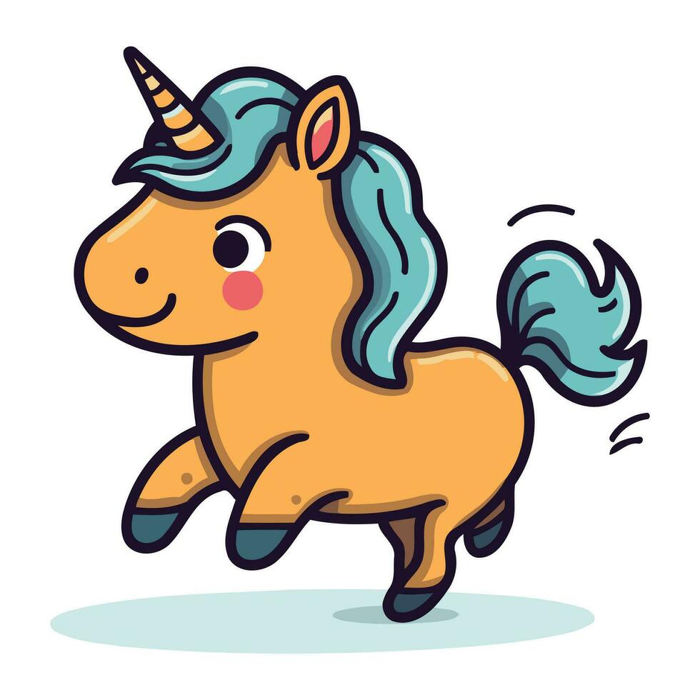 linda dibujos animados unicornio. vector ilustración aislado en un blanco antecedentes.