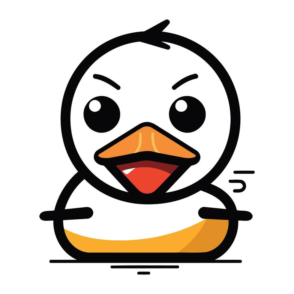 Cute cartoon duck. Vector illustration isolated on a white background.