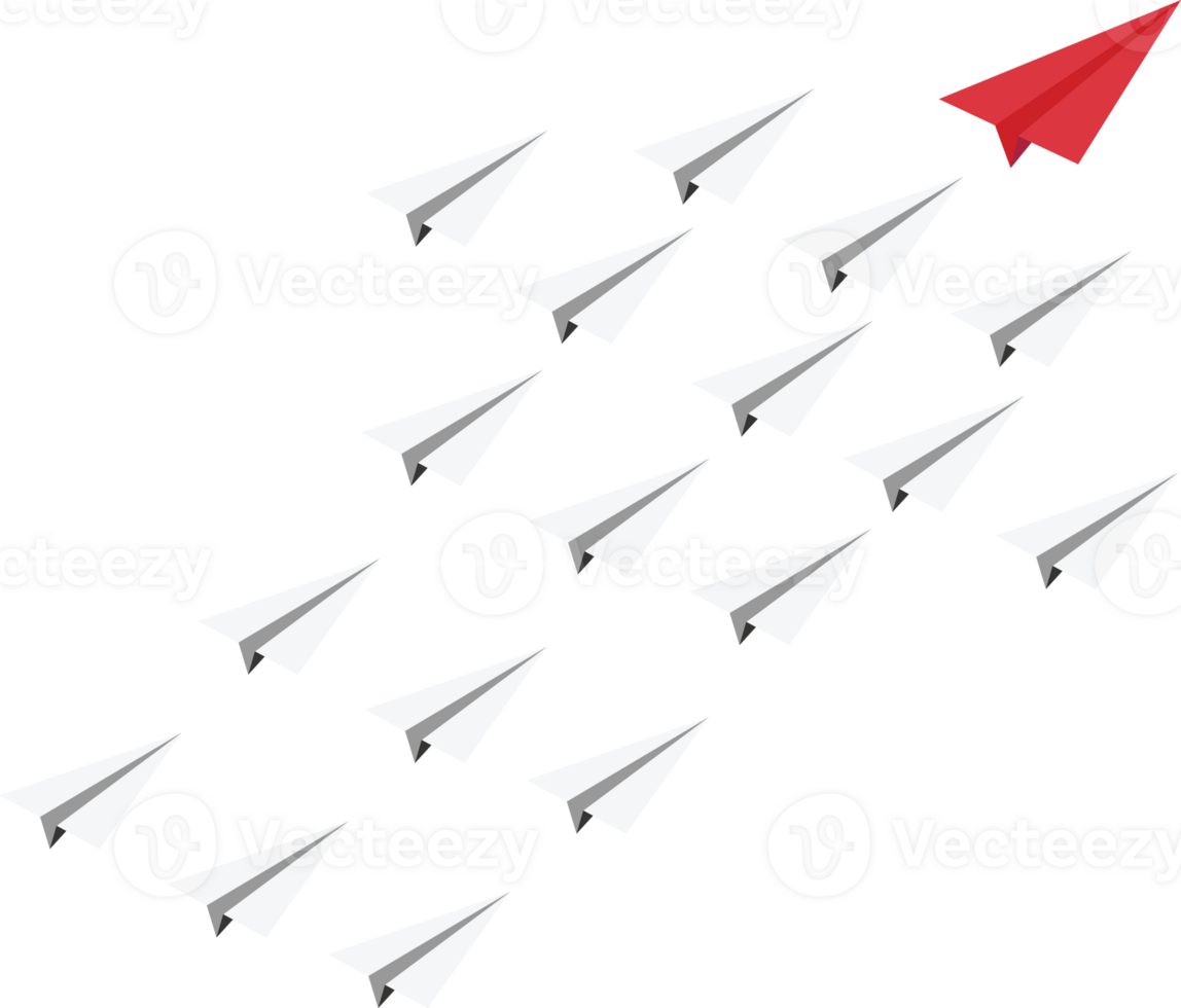 Business Leadership Concept With Red Paper Plane Leading White Airplanes png