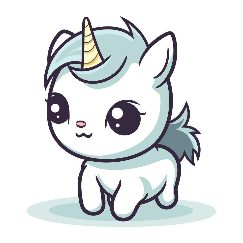 linda dibujos animados unicornio. vector ilustración aislado en un blanco antecedentes.