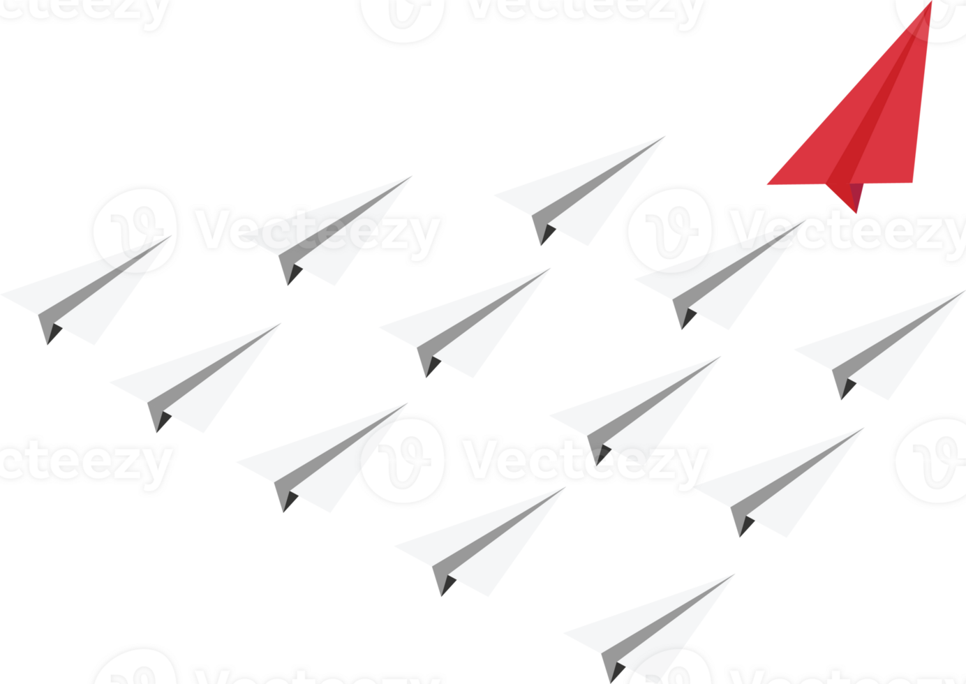Business Leadership Concept With Red Paper Plane Leading White Airplanes png
