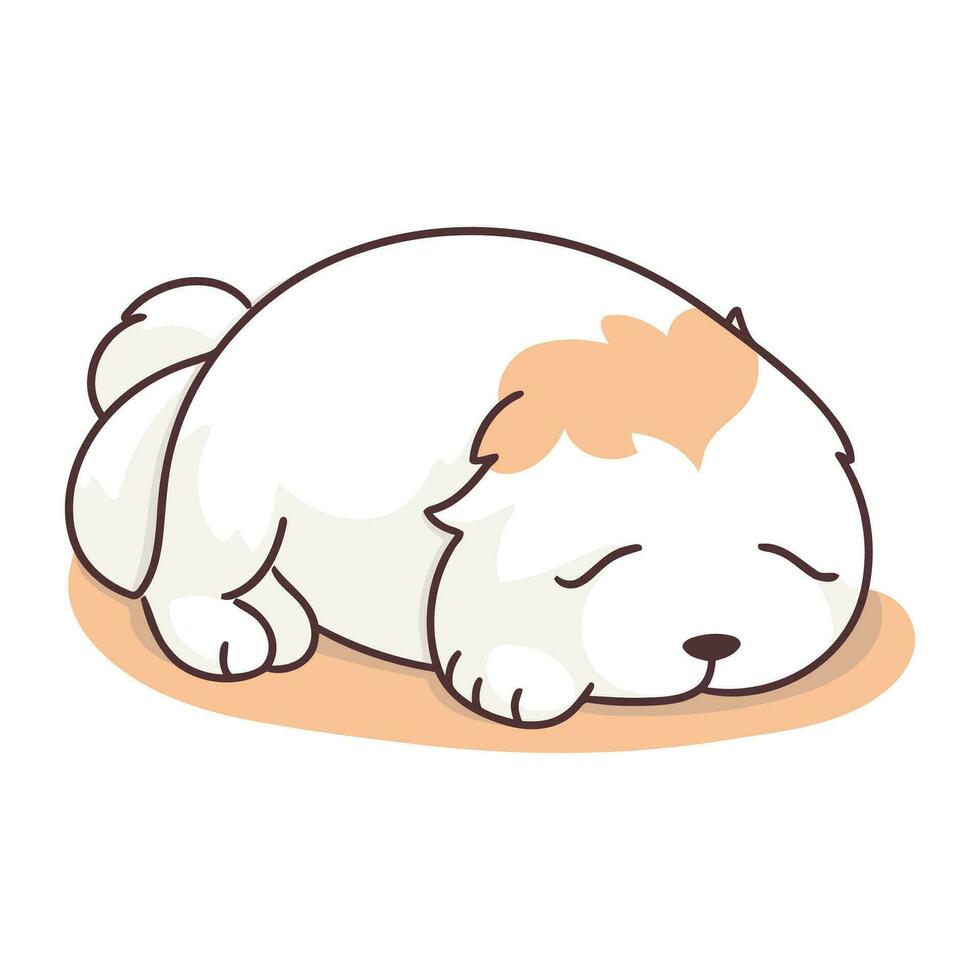 Illustration of a sleeping dog on a white background. Vector illustration