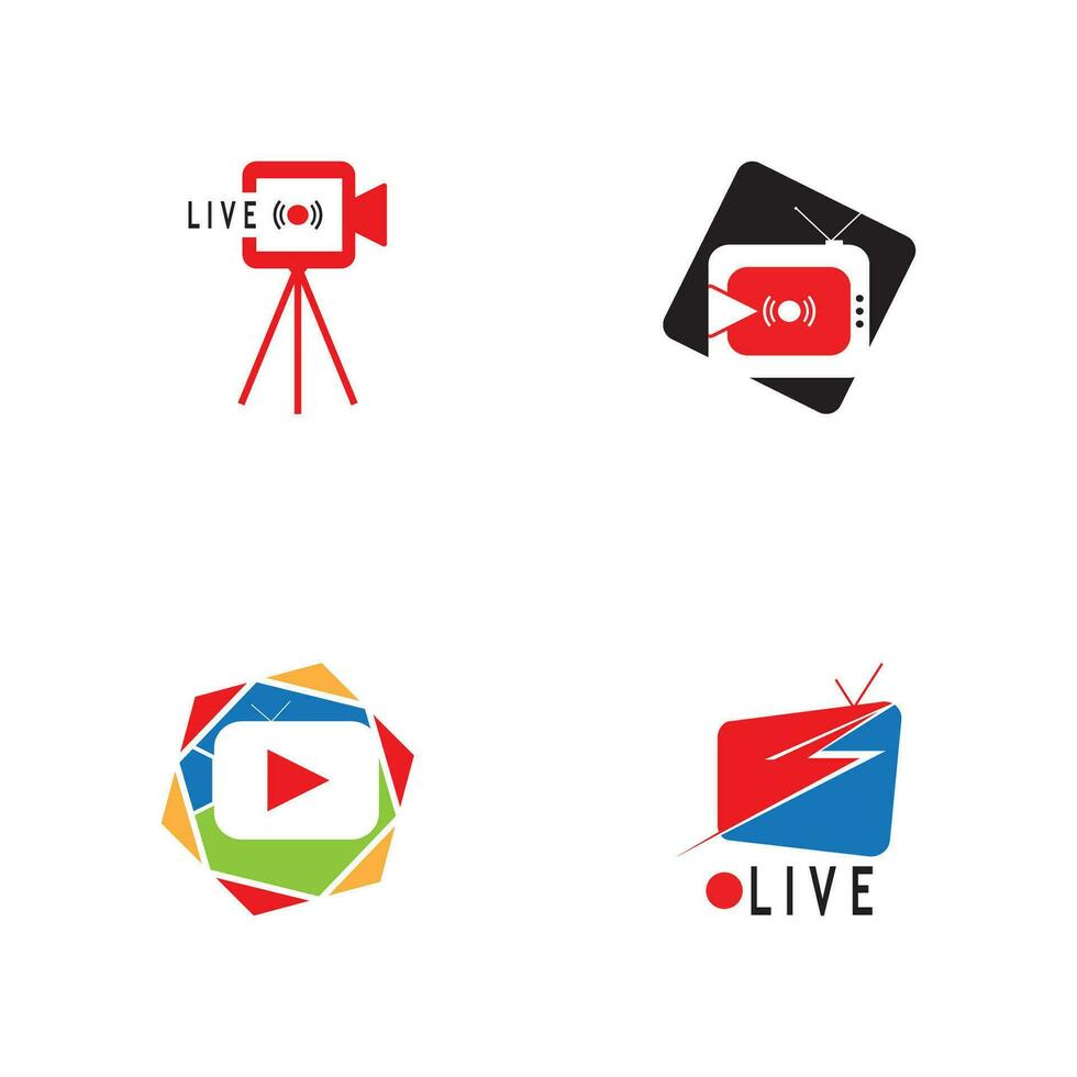 En Vivo televisión transmisión logo vector modelo ilustración