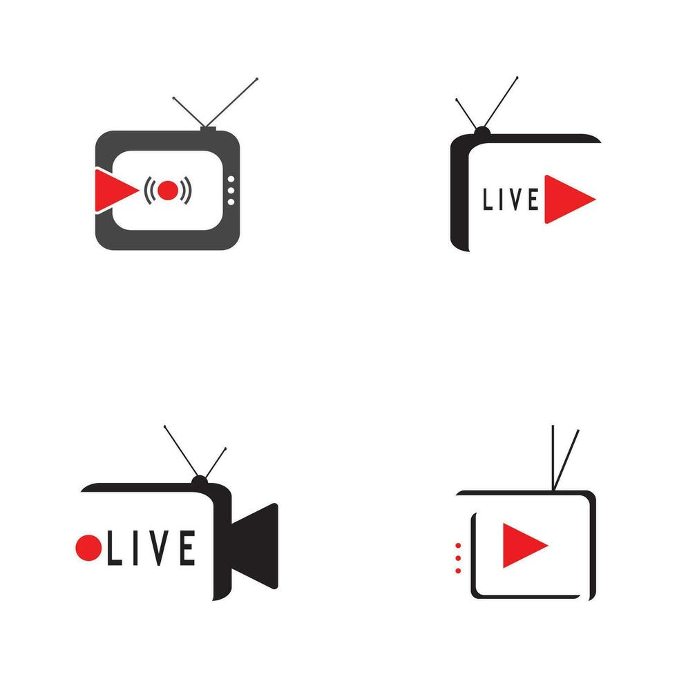 En Vivo televisión transmisión logo vector modelo ilustración