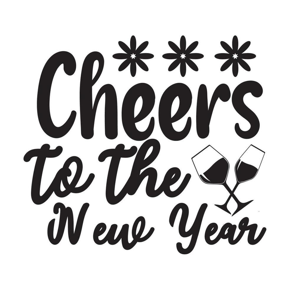 Happy new year typography design design  for t-shirt, cards, frame artwork, bags, mugs, stickers, tumblers, phone cases, print etc. vector