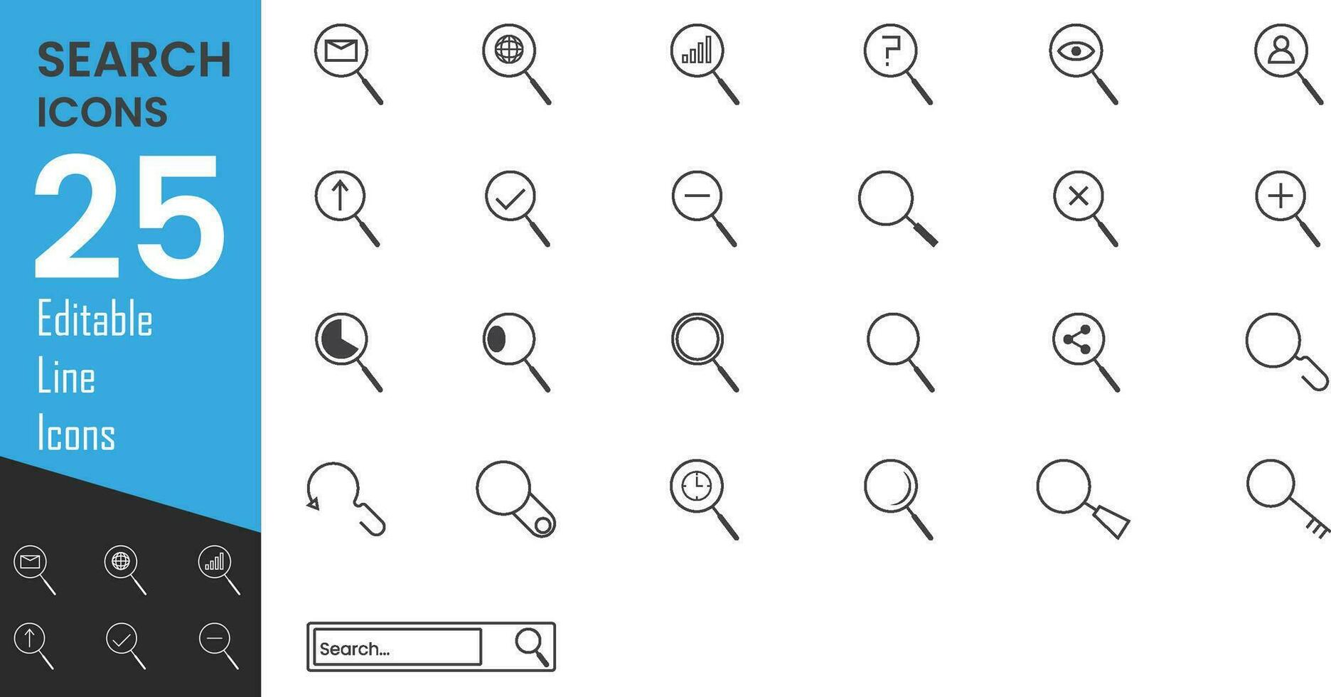 Set Magnifier search , Related Line Icons. line icon Collection of high quality magnifier search, magnifier search icons. Set icon magnifier search vector